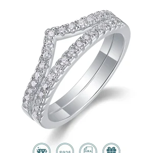 2pcs Moissanite Rings V Shape Design