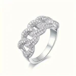 Men/Women 1pc Silver Inlaid 4.2CT Ring